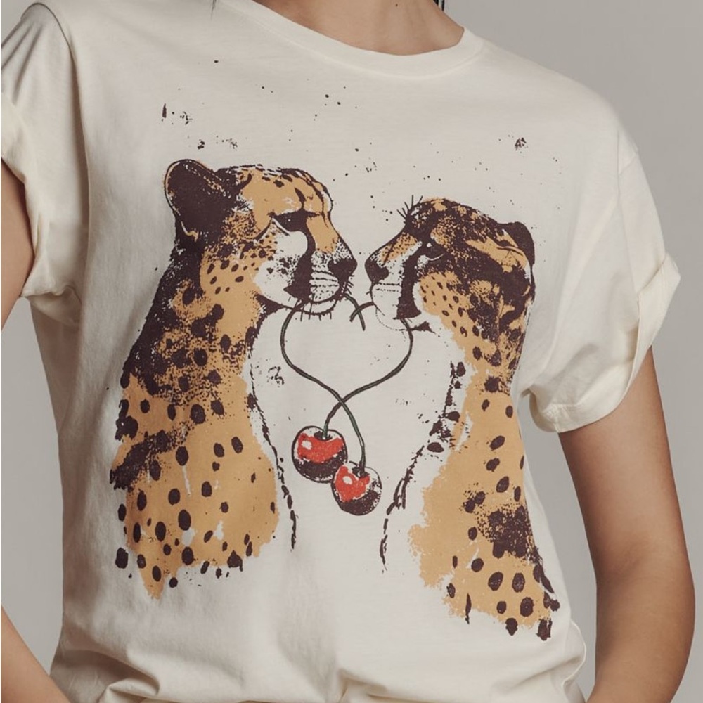 Letluv cheetah graphic tee, new without tags
